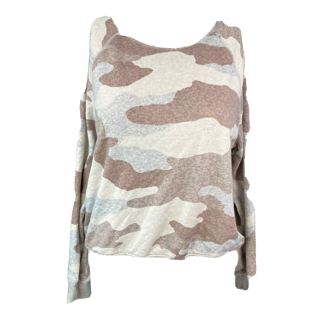 Aerie Sweatshirt Womens Sz XS Gray Soft Camo Long Sleeve Sweater Top